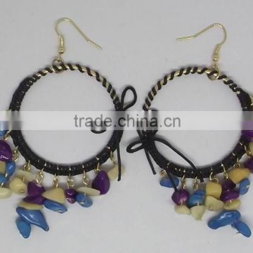 stone hoop earring with black wong