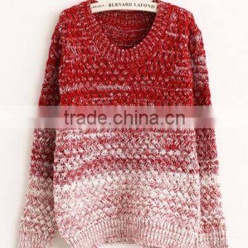 Gradual Blending Loose Round Neck Sweater Hedging Women Pullover photo-3
