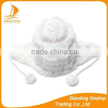 2016 New Style Winter Rabbit Wool Fur Hats With Balls for Lady