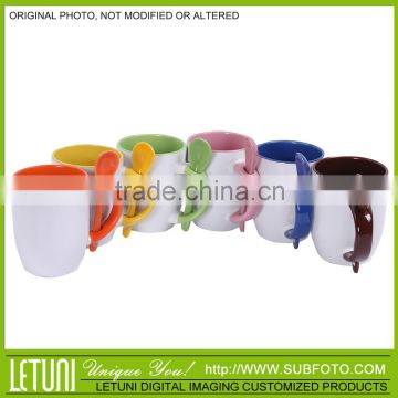 Inner color sublimation mug with spoon