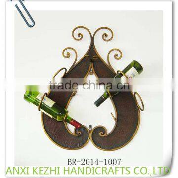 BR-2014-1007 Antique Decorative 4 Bottles Wall Mounted Metal Wine Bottle Rack