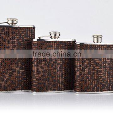 stainless steel leather Hip Flask logo printing wedding gifts men whisky birthday corporate gifts for alcoholic drinks