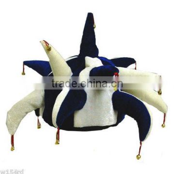 Royal Blue & White Football Rugby Party Jester Hat H027