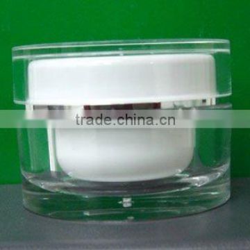 Acrylic double wall cosmetic cream jar