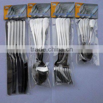 Economic stainless steel cutlery set with headcard