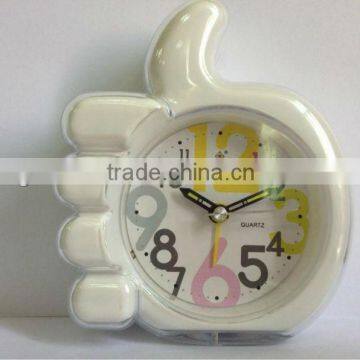 thumb shape analog slience alarm clock with light