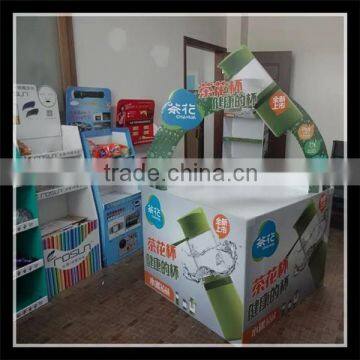 Roud shape plate custom cardboard POP supermarket floor display stand,display