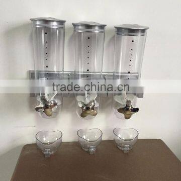 2016 newest type Plastic Bulk Dry food Dispenser countertop double and triple cereal Dispenser Candy Food dispenser