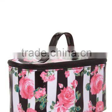 Coated Canvas Floral Striped Cosmetic Case photo-3