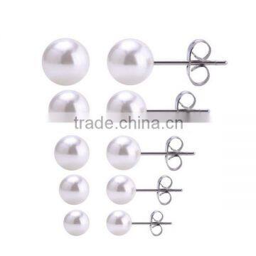 Popular Wholesal Pearl Round Ball Stud Earrings