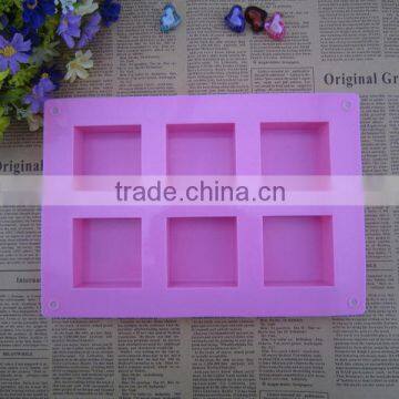 hot selling 6 cavities silicone square soap mold