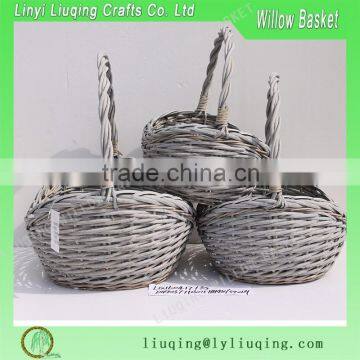 grey color willow fruit basket big handle basket