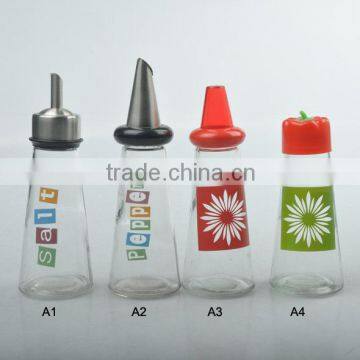 conical kitchen spice jar with different lid