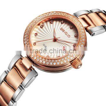 Slim Stone Quartz Watch with Sapphire Glass for Ladies