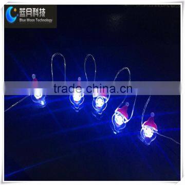 20 leds White LED Copper String Light with Santa Head Reflector