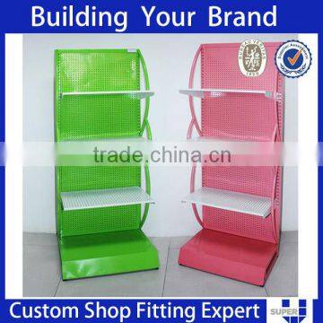 Customized metal 3 tiers free standing trading card display rack