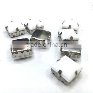 10*10mm square white acrylic rhinestone metal claw sewing on craft jewelry fittings trim garment