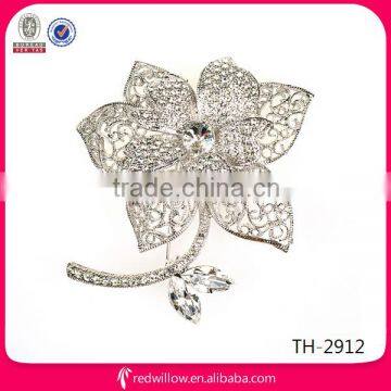 Lotus Silver Rhinestone Brooch for high-end garment decoration for wedding invitation