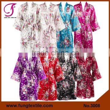 FUNG 3008 OEM Supply Knee Length Floral Cheap Silk Robes