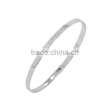 Memories Bangles With Customize Design Word 'BE HAPPY' With 4mm/7mm Width