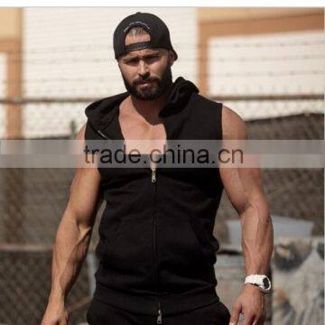 Custom Cotton Sleeveless Hoodie stylish fitness clothes for men