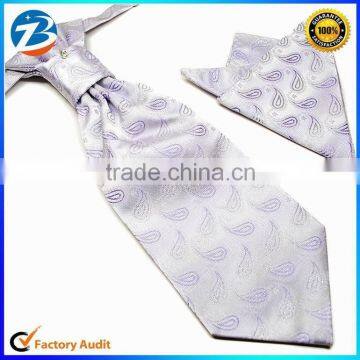 HOT SALE Classical Light Color Designs Mens Ascot Ties and Hanky Set