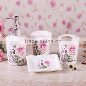 Elegant Ceramic Colorful 4 pcs Bathroom Accessories Set for Hotel