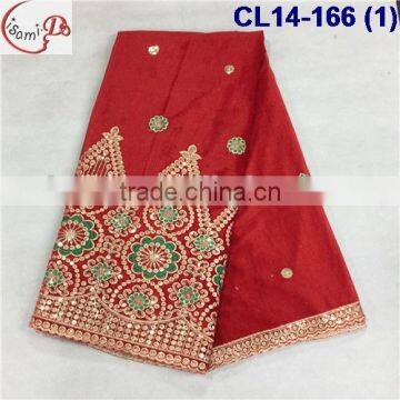 CL14-166 (1) New arrival and high quality African Velvet embroidery design lace fabric with sequins for dress and clothes