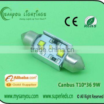 New design canbus high power festoon light T10*36 9W auto led lamp led car light canbus festoon light