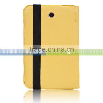 For 7 inch Tablet Leather Folio Case Cover with Stand-Sharp Yellow