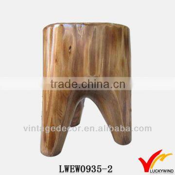 Round metal leg floral antique small wood stool