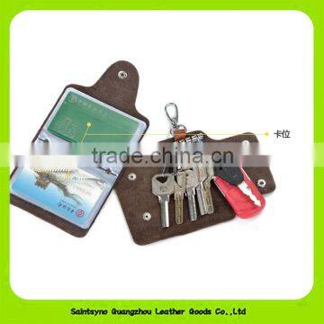 16012 Custom Promotional Gift Set Luxury Real Leather Card Holder Key Chain Pouch photo-4