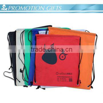 Portable promotion back polyester drawstring bag