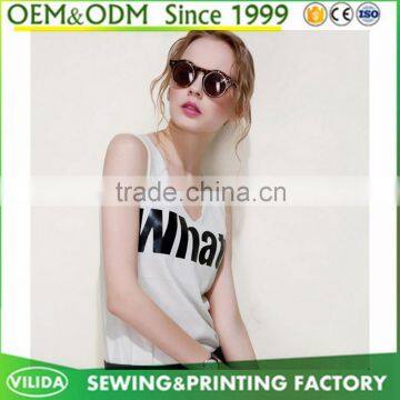 Cheap price women's printing singlet new design womens 100%cotton tank top