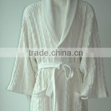 chenille cable knitted bathrobe