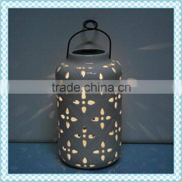 rechargeable outdoor metal handle ceramic solar lantern