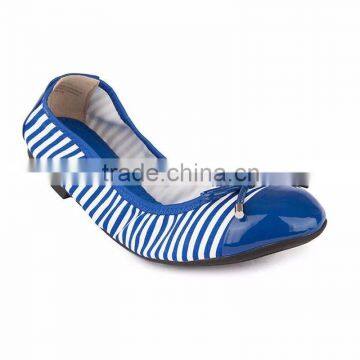 2016 new model ladies soft shoes stripe foldable flats women pump shoes