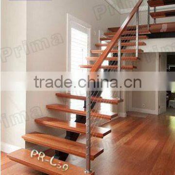 Stainless steel wire balustrade stair supplies, straight staircase, staircase construction