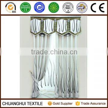 line pattern flocking woven blackout curtain for living room