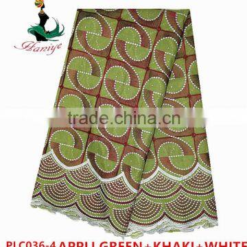 Haniye 2016 /PLC036 African Eyelet Swiss Voile Lace Factory Polished Lace With Stone For Wedding Nigerian Cotton Lace photo-4