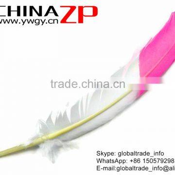 ZPDECOR Wholesale Cheap Bulk Pink Half Dipped Bicolourable Turkey Feathers for Fashion Decorations photo-2