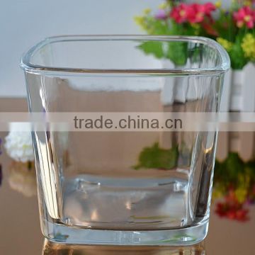 Clear square glass vase with 72oz capacity for plants from Bengbu Cattelan Glassware Factory