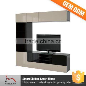 L Shaped New Model Wooden Tv Cabinet Designs With Showcase photo-5