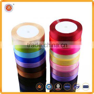 High quality foam core packing polyester satin color gift ribbon