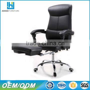 Top office furniture manufacturers chromed gaslift ergonomic 5 star leg reclining office chair with footrest