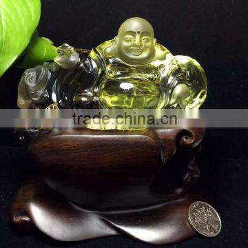 Fine Carving Natural Citrine Crystal Maitreya Buddha for Sale