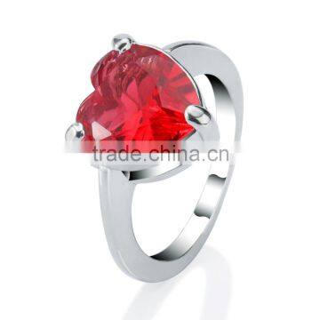 Fashion 18K white Gold plated big cubic zirconia ruby engagement wedding gold ring for women girl