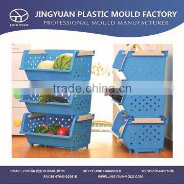 China OEM plastic household fruit storage container mould manufacturer,commodity injection vegetable stackable case mold supply
