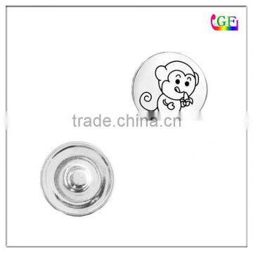 Round Disc monkey Snap Button Pendant For Snap Necklace