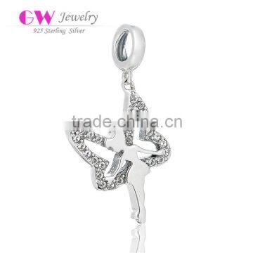 S035 Globalwin Fairy Design Silver Jewelry Silver Angel Wing Charms Wholesale